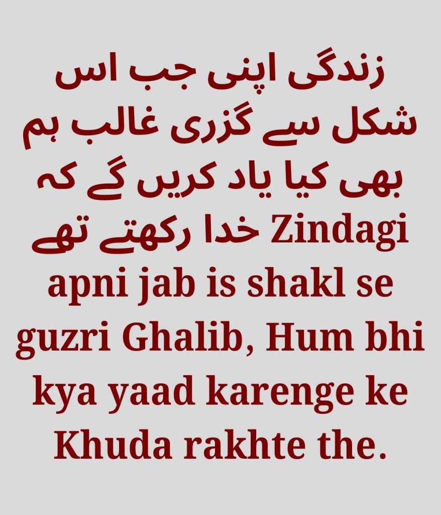 Best Urdu Shayari on Life by Ghalib